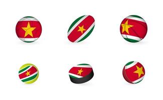 equipamentos esportivos com bandeira do suriname. conjunto de ícones de esportes. vetor