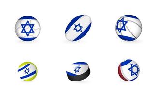 equipamentos esportivos com bandeira de israel. conjunto de ícones de esportes.