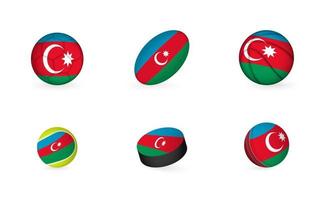 equipamentos esportivos com bandeira do azerbaijão. conjunto de ícones de esportes. vetor