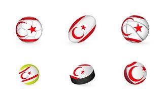 equipamentos esportivos com bandeira do norte de Chipre. conjunto de ícones de esportes. vetor