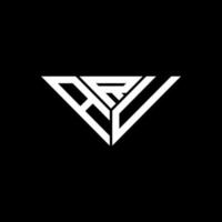 aru letter logo design criativo com gráfico vetorial, aru logotipo simples e moderno em forma de triângulo. vetor