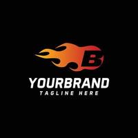 design de logotipo letra b. letras com vetor de velocidade do fogo. elementos de modelo de design vetorial para seu aplicativo ou empresa.