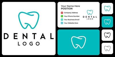 design de logotipo de dentista com modelo de cartão de visita. vetor