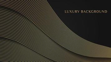 fundo preto de luxo elegante abstrato com textura de ouro de linha ondulada diagonal corte de papel 3d vetor
