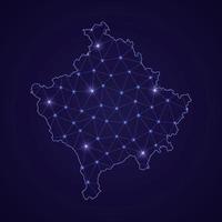 mapa de rede digital do Kosovo. linha de conexão abstrata e ponto vetor