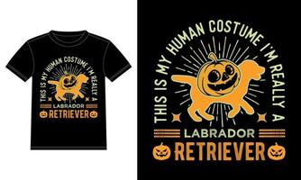 esta é a minha fantasia humana eu sou realmente um labrador retriever camiseta engraçada de halloween vetor