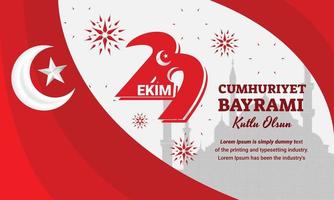 banner ao ar livre para o dia especial da república da turquia 29 ekim cumhuriyet bayram vetor