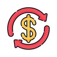 símbolo do dólar com setas vetor