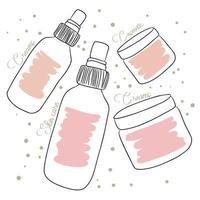 produtos cosméticos para cuidados com a pele, mãos, autocuidado, beleza vetor