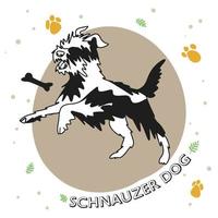 schnauzer de raça de cachorro, comprimento total, cachorrinho engraçado vetor