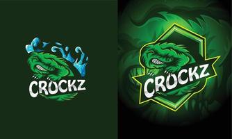 logotipo de mascote de e-sports de crocodilo de crocodilo com raiva. vetor