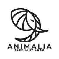 definir vetor de design de logotipo de elefante monoline