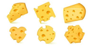vetor 3d, conjunto realista de queijos holandeses nutritivos frescos, muito saborosos. ilustração vetorial.