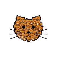 padrão de cara de gato com gatinho fofo de desenho animado vetor