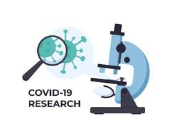 coronavírus e microscópio. conceito de microbiologia. vetor