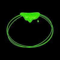 moldura vertical oval com um lodo verde derramado. gotejamento de líquido viscoso tóxico. ilustração vetorial de desenho animado vetor