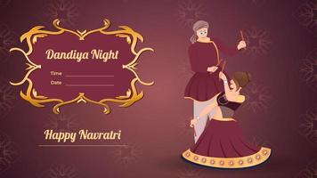 casal dandiya night banner vector, feliz navratri. vetor