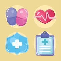 quatro ícones de saúde médica vetor
