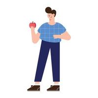 homem com fruta de maçã vetor
