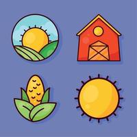 quatro ícones de agricultura agrícola vetor
