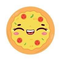 comida de pizza kawaii vetor