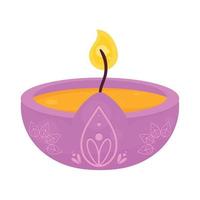 vela de cerimônia de diwali lilás vetor