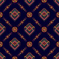 design de padrão sem emenda étnico ikat. tecido asteca tapete boho mandalas têxtil decoração papel de parede. motivo nativo tribal flor bordado tradicional vetor fundo ilustrado