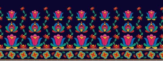 design de padrão sem emenda étnico ikat. tecido asteca tapete boho mandalas têxtil decoração papel de parede. motivo nativo tribal flor bordado tradicional vetor fundo ilustrado