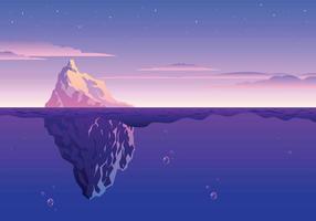 bela ilustração de paisagem de iceberg por do sol vetor