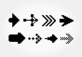 pixels de coleção de seta. ilustração em vetor de ativos de jogo de 8 bits.