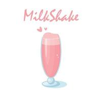 milkshake rosa frio delicioso fresco vetor