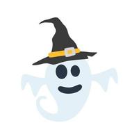 fantasma de halloween com chapéu isolado no fundo branco vetor