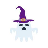 fantasma de halloween com chapéu isolado no fundo branco vetor