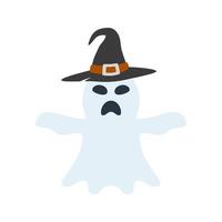 fantasma de halloween com chapéu isolado no fundo branco vetor