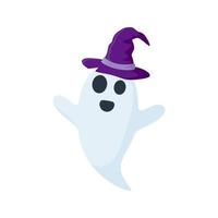 fantasma de halloween com chapéu isolado no fundo branco vetor