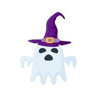 fantasma de halloween com chapéu isolado no fundo branco vetor