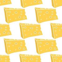padrão de queijo sem costura. padrão de vetor doodle com ícones de queijo. fundo de queijo colorido