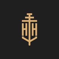 hh monograma de logotipo inicial com vetor de design de ícone de pilar