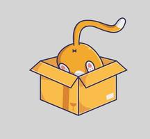 bunda de gato bonito em papelão. ilustração isolada do conceito de natureza animal dos desenhos animados. estilo plano adequado para vetor de logotipo premium de design de ícone de adesivo. personagem mascote