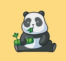 panda fofo comendo um bambu vetor