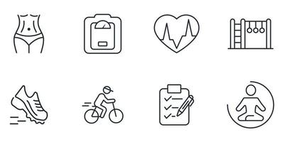 conjunto de ícones de fitness. elementos de vetor de símbolo de pacote de fitness para web infográfico