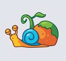 caracol fofo dormindo ao lado da planta vetor