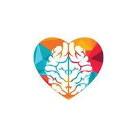 design de logotipo de forma de coração de cérebro criativo. acho que a idéia concept.brainstorm poder pensar ícone do logotipo do cérebro. vetor