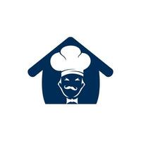 design de logotipo de vetor de chef em casa. conceito de logotipo de casa de comida.