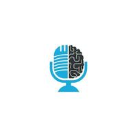 design de logotipo de podcast cerebral. ilustração em vetor modelo de logotipo de negócios de entretenimento de transmissão.