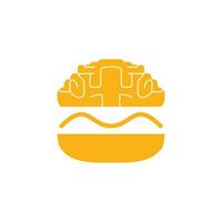 modelo de design de logotipo de vetor de cérebro de hambúrguer. design de logotipo de café de fast food.