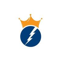 design de logotipo de vetor de parafuso rei. conceito do logotipo da coroa do trovão.