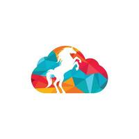 design de logotipo de vetor de nuvem de cavalo. cavalo criativo e design de ícone de nuvem.