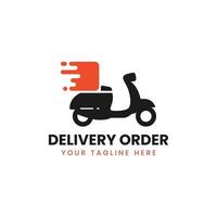expresso de moto scooter de ordem de entrega rápida com logotipo de ícone de caixa vetor