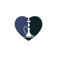 design de logotipo de coração de cachimbo de água. logotipo sheesha vintage. emblema do salão de café. bar ou casa árabe, modelo de design vetorial de loja. vetor